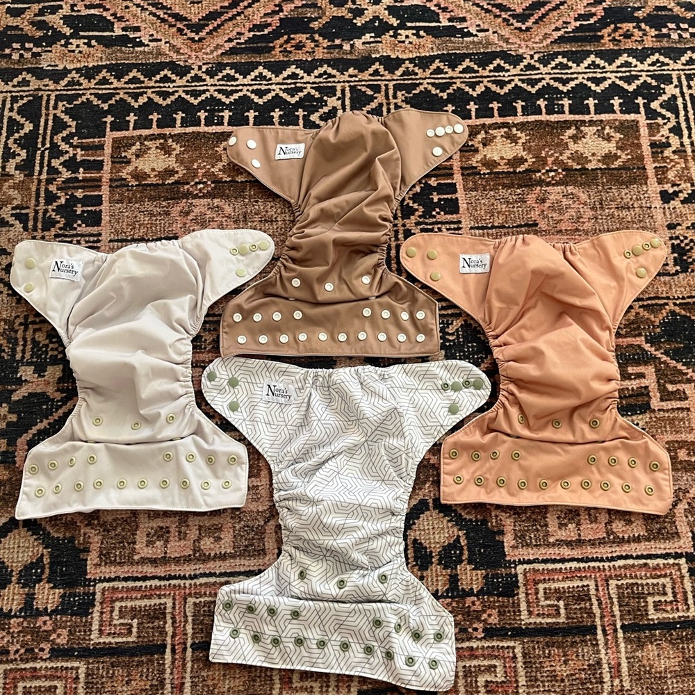 Nora’s Nursery Pocket Diapers with Bamboo Inserts - Neutral Set